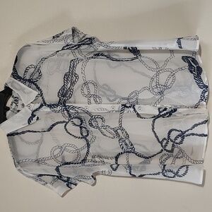 CAbi sheer, rope design button down shirt size M